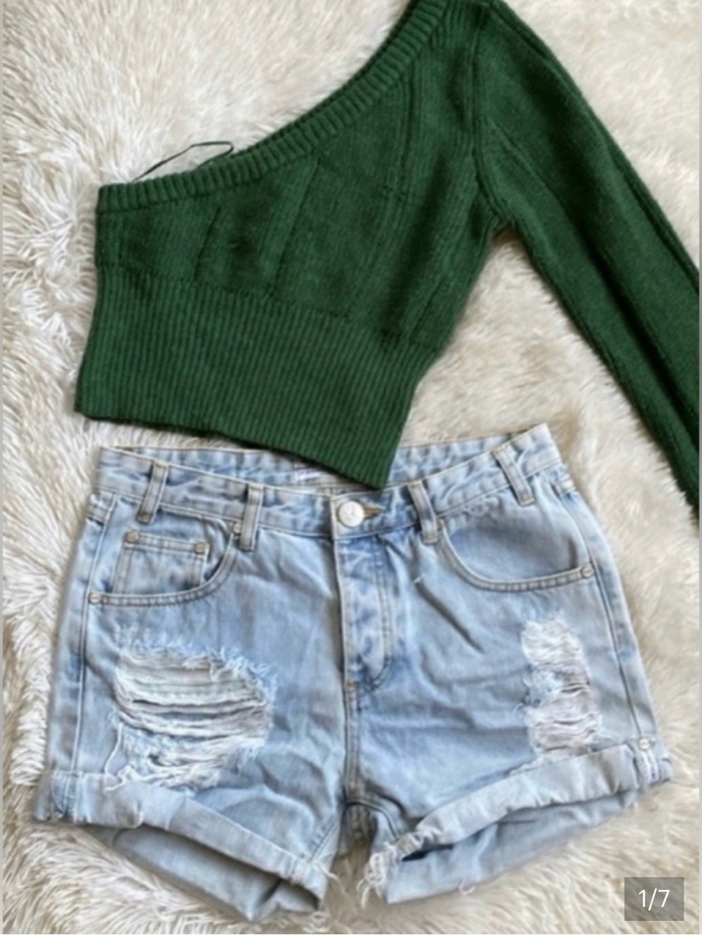 One x One Teaspoon Light Wash Distressed Denim Shorts - Casual Summer Staple